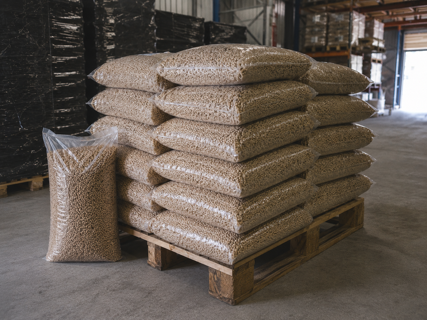 ENplus A1 Wood Pellets – 15 kg Bags (Sold by Pallet)